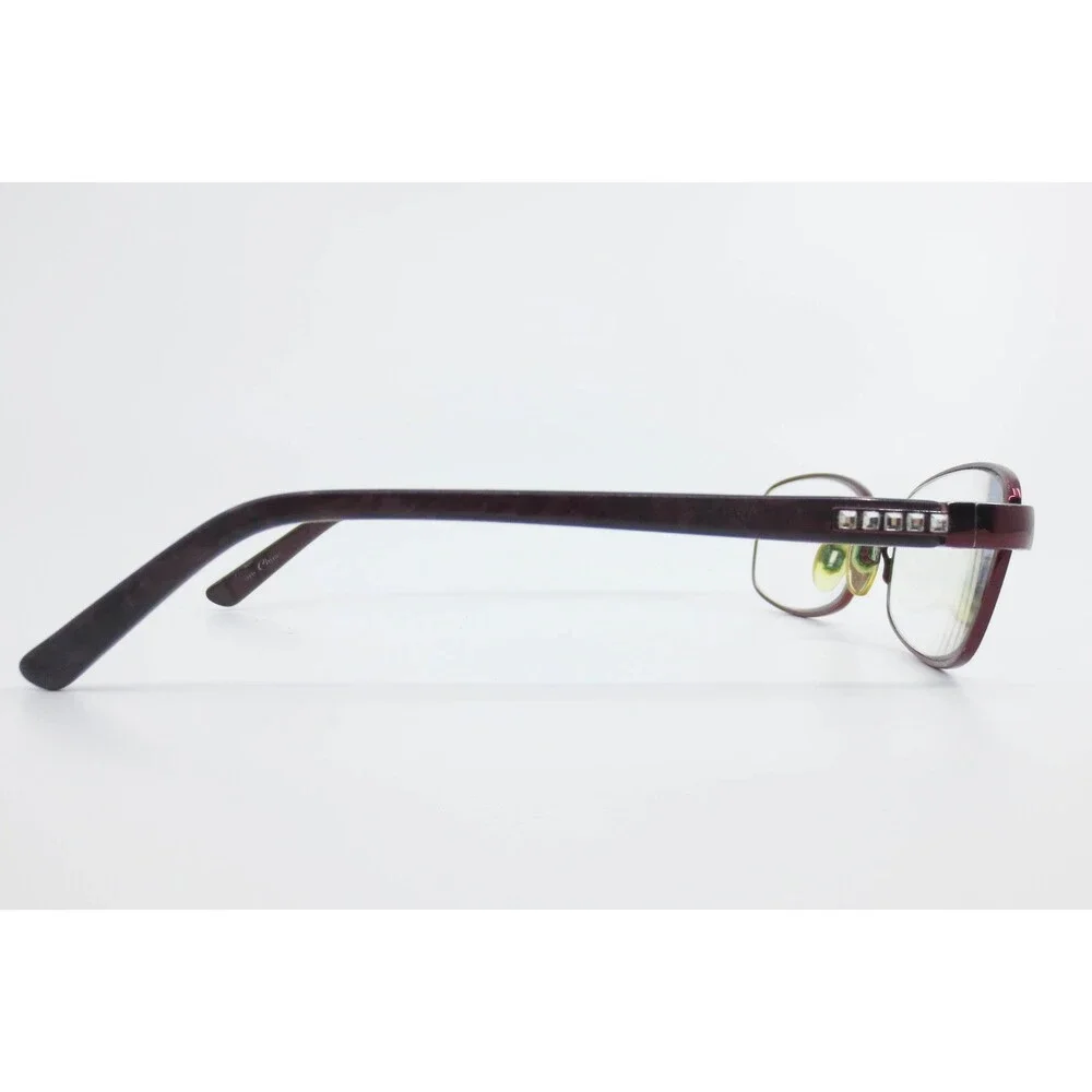 Visage E214 Burgundy Rectangular Eyeglass Frames 52-17-135 Studded Temples BUR
